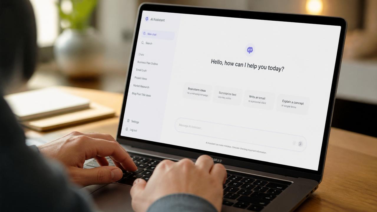 Person typing into the AI assistant