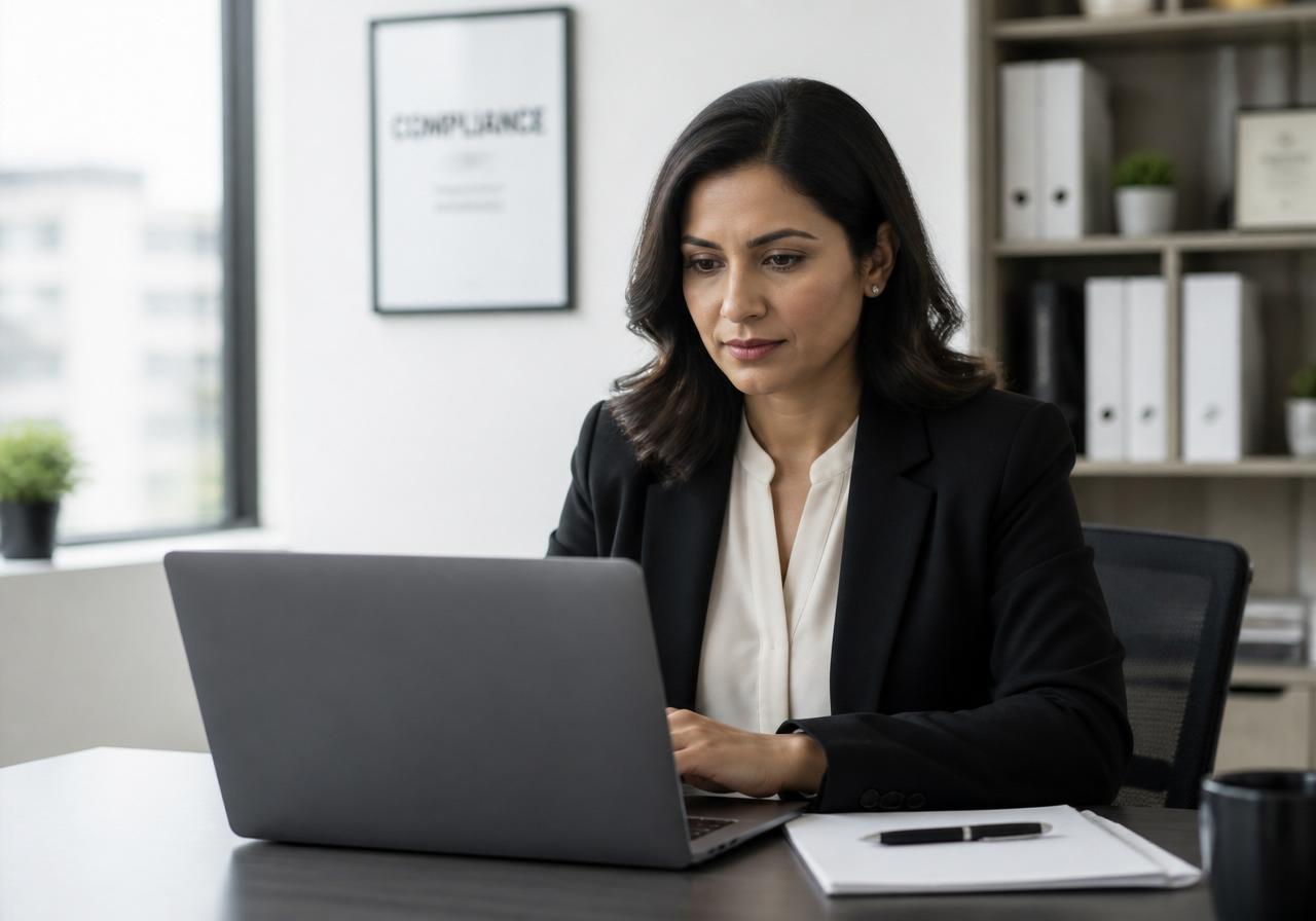 Compliance lead at desk